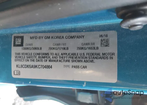 2019 Chevrolet Spark 1Lt Cvt from USA, damaged, VIN KL8CD6SA9KC704864